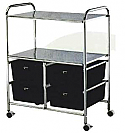 Pibbs - Black Work Cart with 4 Black Storage Drawers